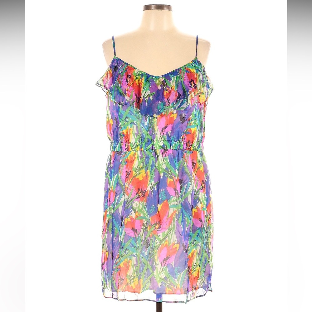 Shoshanna Women's Floral Silk Dress Standard Size 10 Spaghetti Strap Knee Length